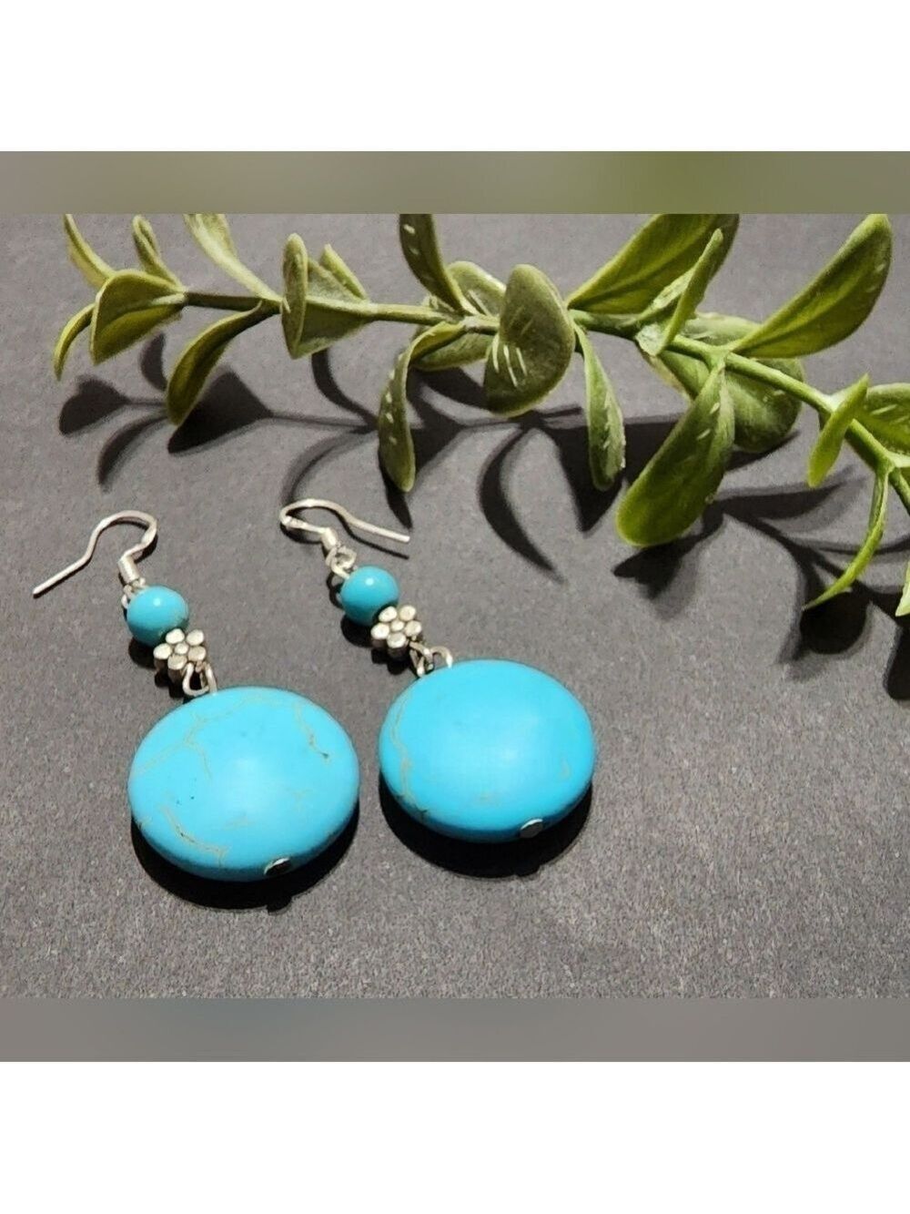 Silver and Turquoise Dangle Earrings - New Without Tags